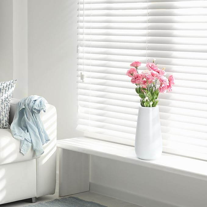 D'vine Dev 12 Inch White Elegant Oval Ceramic Vase for Flowers, Home Décor Vase with Design Box, VS-LD-C-4