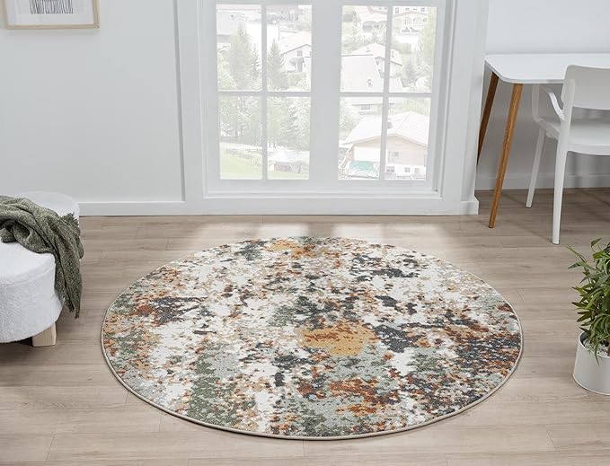 Keen Home Design Area Rugs - 10ft Round Non-Shedding, Abstract Rugs for Kitchen, Living Room, Bedroom, Dining Room, Entryway - Size: 10' Round, Multi