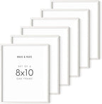 HAUS AND HUES White Oak 8x10 Picture Frame Set - Set of 6 8x10 Picture Frame Wood, White 8x10 Picture Frame Set of 6, Wooden Picture Frames 8x10, 6 8x10 Picture Frames for Wall (White Oak Frame)