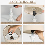 Seealle Farmhouse Table Lamps Set of 2 - Rustic Lamp for Bedroom Living Room, 22" Boho Bedside Lamps for Night Stands End Table Office Desk Lamp Nightstand Clearance with Linen Shades(Washed Blue)