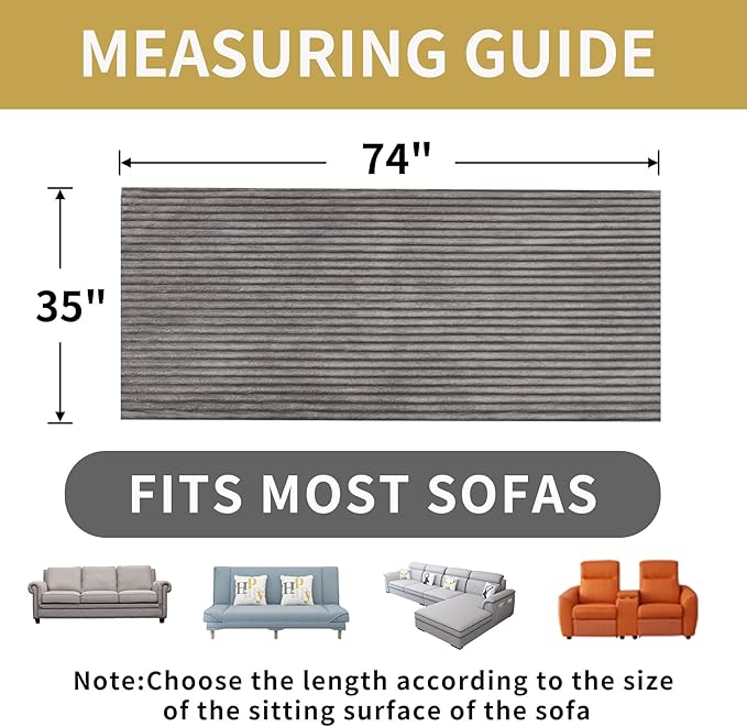 HAOMAIJIA Waterproof Couch Cover for Dogs Washable,Fuzzy Pet Couch Covers for Sofa,Thick Soft Dog Bed Cover Non-Slip Couch Covers for 3 Cushion Couch Sofa Pet Friendly (Grey, 35" x 74")