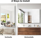 Large Frameless Mirror, 55x36 Frameless Bathroom Mirrors for Over Sink, Upgraded Shatterproof Rectangular Wall Mirror for Bathroom,Bedroom,Living Room and Entryway