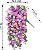 Artificial Fake Hanging Flowers Plants for Outdoor Outside Fall Decor, 2 PCS Faux Silk Daisy Mums Vines UV Resistant Realistic for Home Porch Balcony Planter Decoration (Light Fuchsia and Fuchsia)