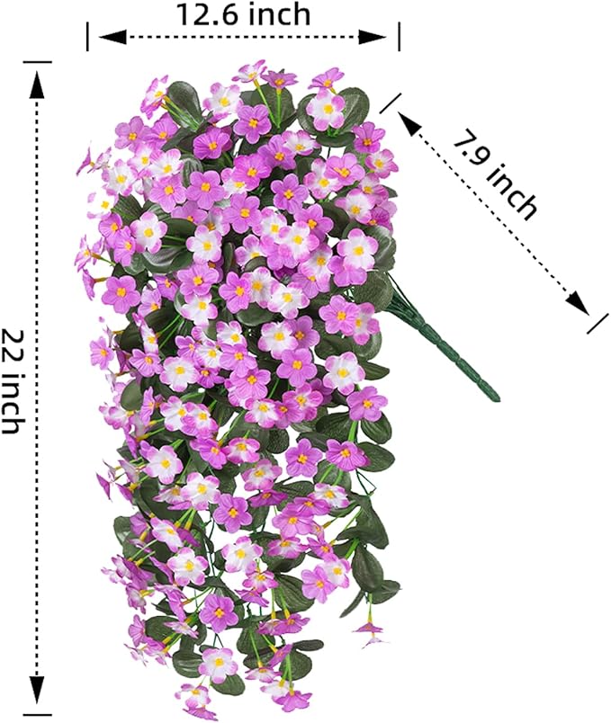 Artificial Fake Hanging Flowers Plants for Outdoor Outside Fall Decor, 2 PCS Faux Silk Daisy Mums Vines UV Resistant Realistic for Home Porch Balcony Planter Decoration (Light Fuchsia and Fuchsia)