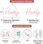 HDJSIGN Howdy Neon Sign Hello Cowboy Neon Light for Wall Decor USB Powered LED Light Up Signs Bar Pub Club Hotel Beauty Room Decor Aesthetic Birthday Gift (15x8.39")