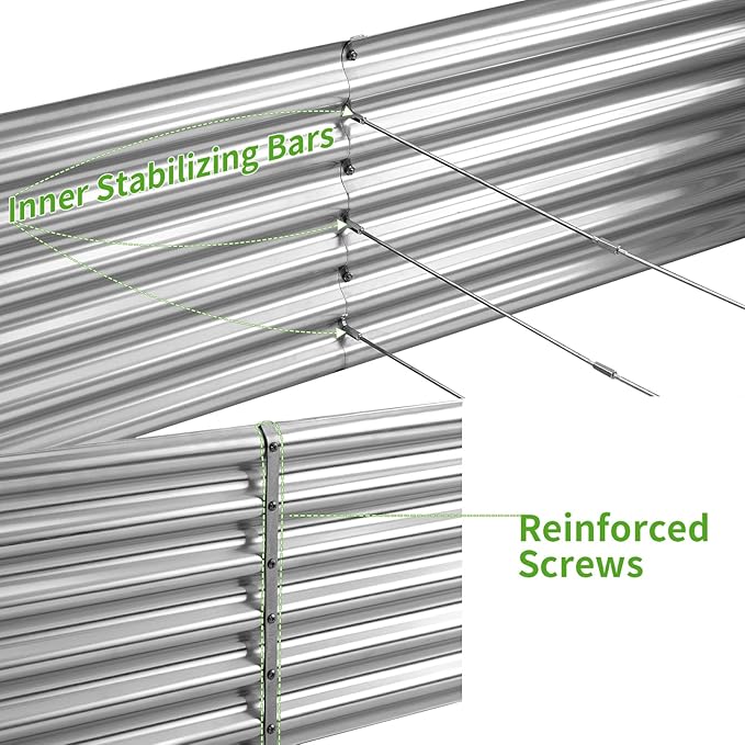 Land Guard Metal Raised Garden Bed for Gardening, 8x4x1.5ft Galvanized Raised Garden Bed, Planter Boxes Outdoor for Vegetables, Fruits and Flowers (Silver)