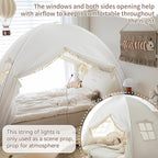 Razee Twin Bed Tent for Kids, Twin Size Bed Canopy Tent Indoor Dream Princess Tent Privacy Tent on Bed Sleep for Girls and Boys, Bohemian Tassel, White