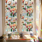 Window Film, Decorative Magnolia Flowers Stained Static Glass Window Clings Stickers for Home Office Living Room Bedroom Glass Windows Door Decor 16.93 x 39.37 Inches