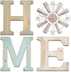 ZAZIWZ Farmhouse Home Signs with Windmill Clock Wall Decor Rustic Home Letters Wall Art for Living Room Kitchen Entryway Dining Room Bedroom (mix color)