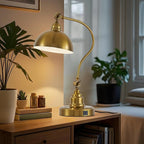 Vintage Gold Desk Lamp Decorative Table Lamp for Home Office Living Room Bedroom Desk Light, Rustic Industrial Farmhouse Antique Library Study Desk Lamp E26 LED Bulb Included