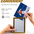 Magnetic Picture Frames(4"X6",10 Pack) with Golden Border,Magnet Photo Frame Pockets/Postcard Holder,Decorations for Home refrigerator/Office Whiteboard/school Locker/Classroom/Party