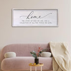 Home The Story of Who We Are Sign Farmhouse Family Wall Decor 32x12 Inch Plaque Wood Framed Art for Hanging (White)