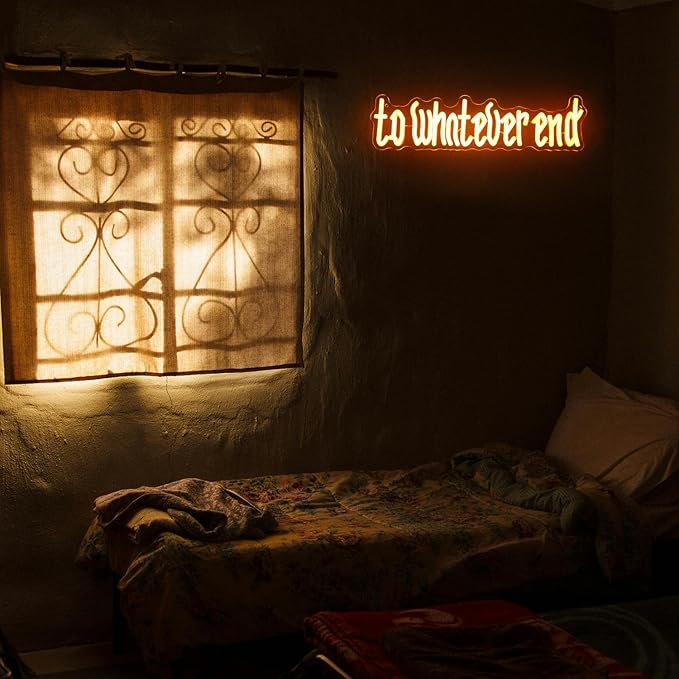 To Whatever End Neon Sign Orange Letter LED Sign for Wall Phrase Neon Light Dimmable Words Neon Lights Signs for Bedroom Man Cave Reading Room Bookshelf Decor Book Lovers Gifts Old English Font