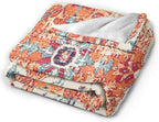 HGOD DESIGNS Carpet Pattern Throw Blanket Boho Style Ethnic Design Orange Blue Soft Blankets and Throws 40x50 Inch Caring for Women Men (100x130cm)