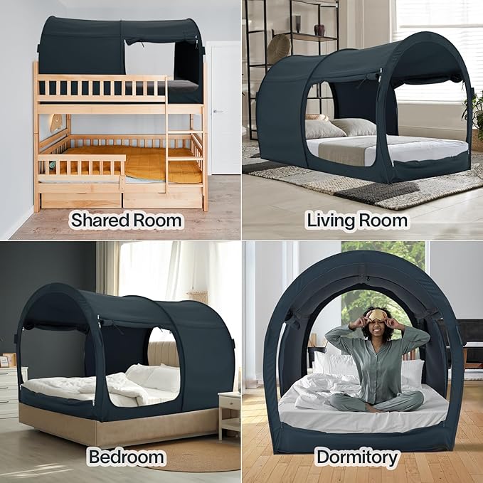 LEEDOR Bed Tent Dream Tents Bed Canopy Shelter Cabin Indoor Privacy Warm Breathable Pop Up Twin/Full/Queen for Kids and Adult Patent Pending(Mattress Not Included)