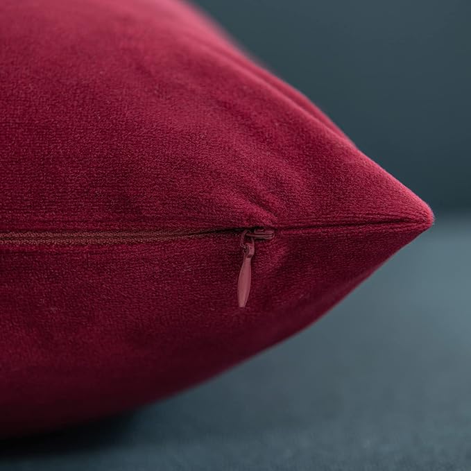 26x26 Euro Pillow Covers : 2 Pack Cozy Soft Velvet Oversized Couch Pillow Shams, Square Throw Pillow Cases for Living Room Sofa, Burgundy