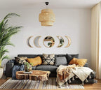 5 pcs Scandinavian Natural Decor Acrylic Moonphase Mirrors Interior Design Moon Phase Mirror Bohemian Wall Decoration for Home Living Room Bedroom Decor - No Need to Punch (Gold)