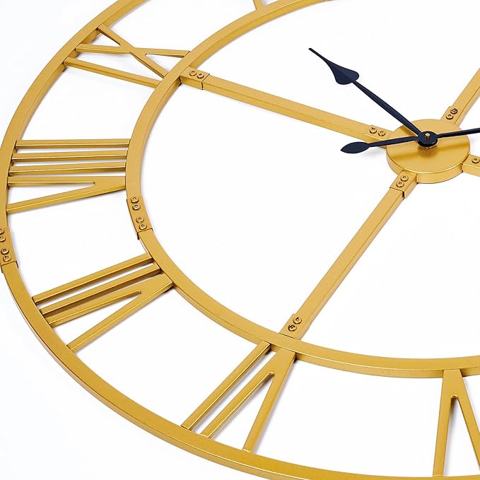 Large Wall Clock for Living Room Decor – 32 Inch Silent Non-Ticking Modern Farmhouse Wall Clock, Oversized Decorative Metal Roman Numeral Clock