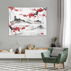 Cherry Blossoms Tapestry, Japanese Fuji Mountain Wall Tapestry, Nature Landscape Wall Art for Bedroom & Living Room Decor, 40"x30"