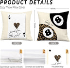 Trendy Retro Leopard Lucky Girl 8 Ball Throw Pillow Covers 18x18, Cheetah Print Room Decor, Funky Y2K Leopard Print Ace Poker Decorative Pillow Covers for Girls Room Dorm Apartment