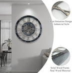 36 Inch Moving Gear Wall Clock, Oversized Wall Clocks, Clock Living Room Decor, Solid Wood Frame, Battery Operated, Large Wall Clock with Steampunk Industrial for Fireplace(Gray)