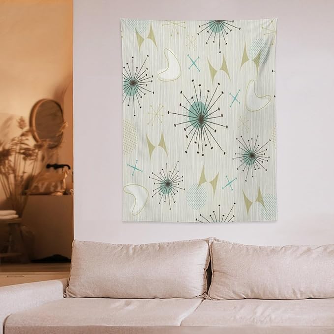 ICMOLYYENLO Boho Medieval Cat Tapestry, Abstract Atomic Starburst Geometric Aesthetic Art Wall Hanging For Bedroom Living Room Dormitory 40x60 Inches