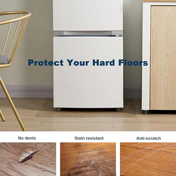 Clear Pebble Patterned Refrigerator Mat, 2mm PVC Anti-Slip Floor Protector, Scratch & Moisture Resistant, Floor Protection for Under Refrigerator (36x36 inch)