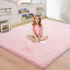 Pink Fluffy Rugs for Bedroom Girls: Area Rug 5x7 Pink Fuzzy Rug for Kids Room - Furry Rug Bedroom Decor