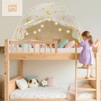 Twin Bed Tent for Kids, Twin Size Bed Canopy with Star Lights, Privacy Space Blackout Sleeping Tents, Indoor Breathable Portable Bunk Bed Tent for Boys and Girls, Light Moon & Stars