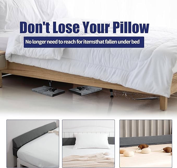 HOMBYS Wedge Pillow Headboard for Bed Gap,Foldable Bed Wedge Gap Filler Twin Size,Matterss Gap Filler,Multi Functional Bed Crack Pillow, Fill The Gap (0-7") Between Your Headboard and Mattress,Grey