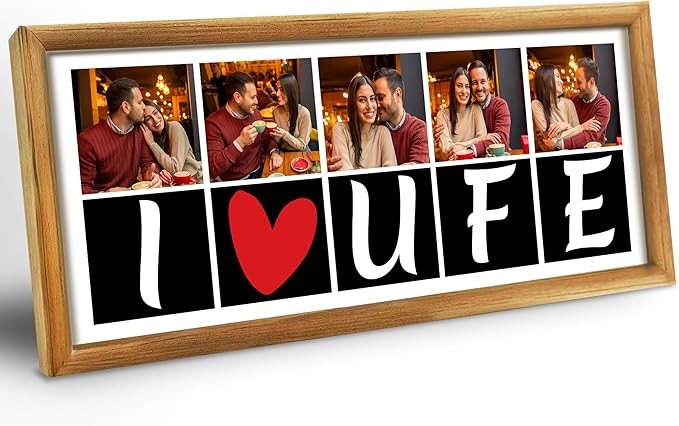 Gifts for Him/Her - Personalized Photo Frame with Love Design, Wall Mount or Tabletop Display, Romantic Gifts for Boyfriend Girlfriend Anniversary Birthday Valentine's