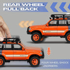 Toy Cars for Boys Diecast Cars 1 24 Scale Compatible with Land Cruiser LC80 Car Model Collectible,Pull Back Toy Car with Lights and Sounds,Toy Cars for Boys Age 4-7（Orange）