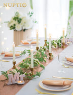 NUPTIO Candle Stick Candle Holder: Set of 4 Gold Aluminium Candlestick Holders - Brass Taper Candleholder for Fall Thanksgiving Christmas Table Fireplace Decoration