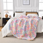 Ultra Soft Chunky Knit Blanket Throw -40x50 Hand Knitted Warm Chenille Throw Blanket, Home Decor Soft Thick Yarn Cable Knit Blanket Breathable Fleece Banket Christmas for Couch Bed Sofa Best GIF