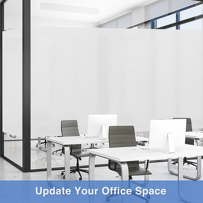 Volcanics Frosted Glass Window Privacy Film, Removable Static Cling Bathroom Window Film, Heat Control UV Blocking, Peep-Proof, Ideal for Home Office 35.4 x 39.3 Inches