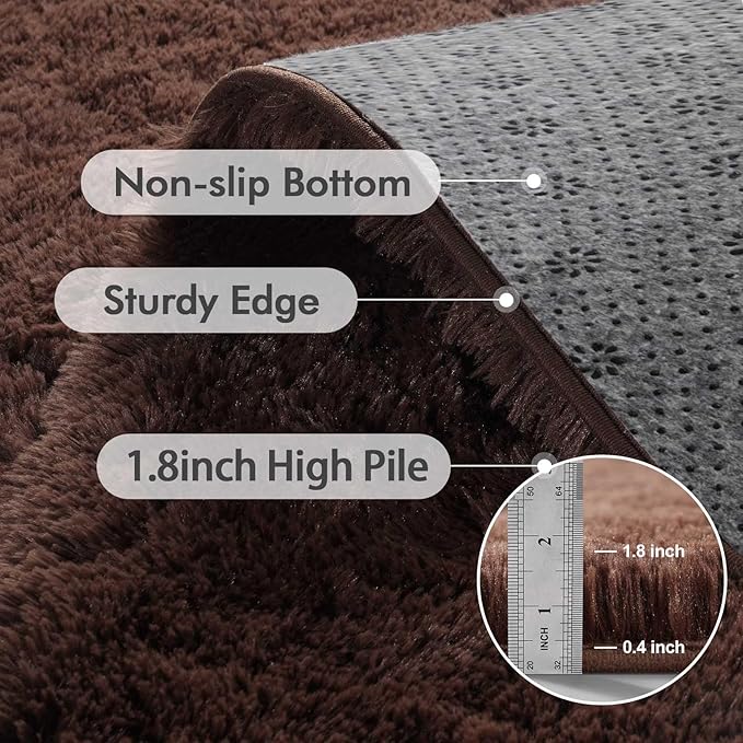 8x10 Ft Extra Large Shag Rugs for Living Room, Ultra Soft Fluffy Furry Area Rugs for Bedroom Indoor Floor, Aesthetic Carpet for Kids Home Decor (Brown)