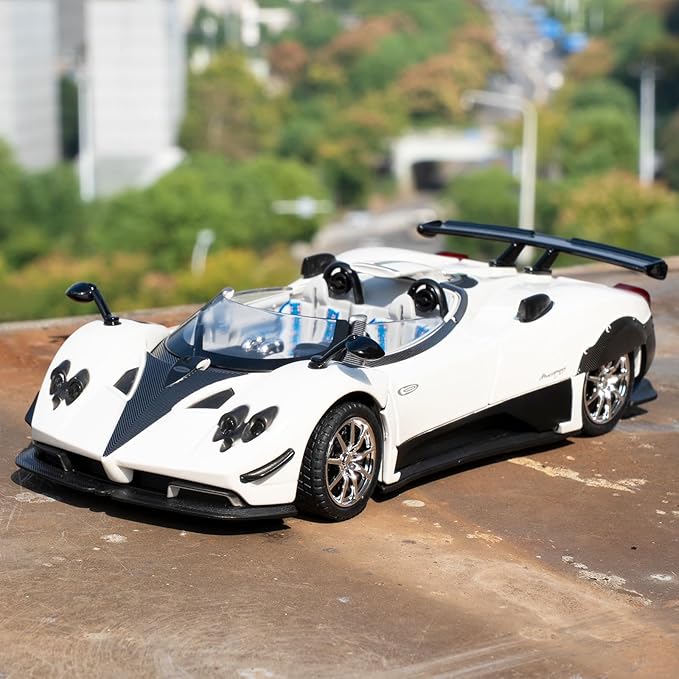 1/24 Car Model Compatible for Collectible Pagani Zonta HP Diecast Toy Car,Zinc Alloy Pull Back Cabriolet Vehicles Toy with Sound and Light for Adult Boys Girls (White)