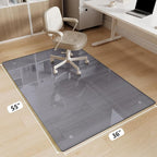Glass Chair Mat 36" x 55" Heavy Duty Tempered Glass Mat,Office Glass Floor Mat with Round Corner and Polished Edge for Smooth Glide, Carpet Hardwood Floor Protector,Grey