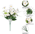 Fall Flowers Fake Flowers Mums for Outdoors Autumn Decoration, 6 Bundles Artificial Flowers Faux Silk Plants Realistic UV Resistant for Outside Planter Patio (Yellow White)