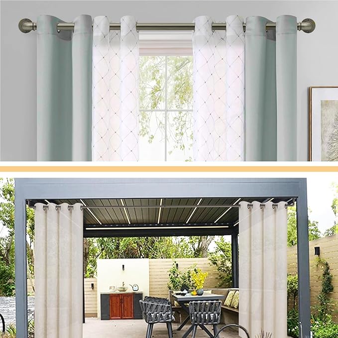 Industrial Curtain Rods 18 to 88 in,Blackout Curtain Rod,Adjustable Length,1 in Diameter Pipe,Wall or Ceiling Mounted,for Bedroom and Living Room (Antique Silver 18” to 88”)