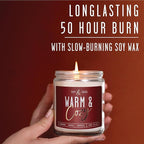 Christmas Candles, Fall Candles, Warm and Cozy' Soy Candle I Berries, Apple & Cinnamon I Infused w/Essential Oils I Warm n Cozy Home Decor I Winter and Holiday Candle I 50Hr Burn I USA Made