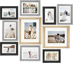 Picture Frames Set of 10, Picture Frames Collage Wall Decor with 8x10 5x7 4x6 Frames in 3 Different Finishes