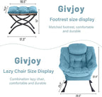 Cozy Lazy Chair and Ottoman, Large Contemporary Accent Lounge Chair Set, Leisure Upholstered Reading Armchair for Bedroom, Living Room, Dorm Rooms, Office