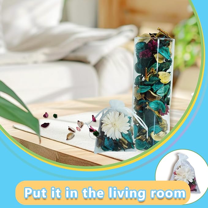 DIY Blue Ocean Breeze Fragrant Bag Set | Coastal Therapy Fragrance,5 mesh Bags+Plant Dried Flowers | Ocean Breeze Scented Dried Flower Potpourri Bowl Filler, Vase Filler, Home Fragrance Sachet Petal.