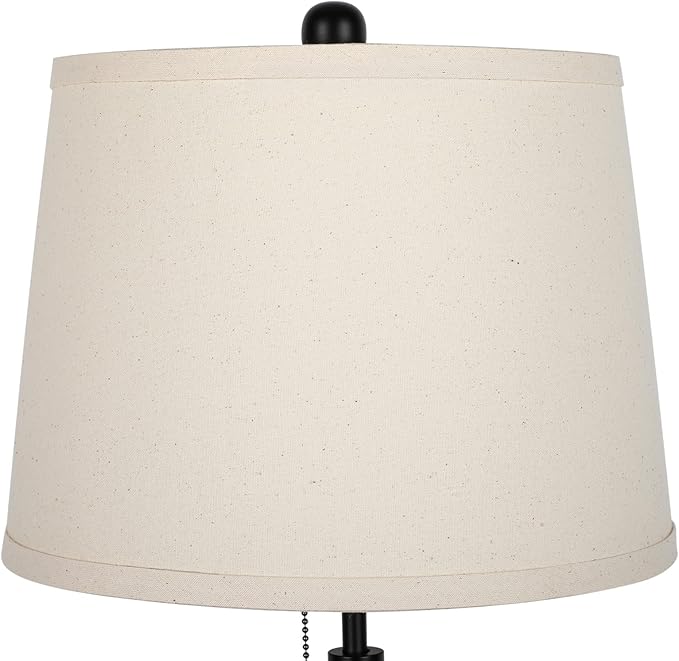 Bedside Table Lamps Set of 2: Tall Black Table Lamps for Living Room End Table | Height Adjustable 3-Way Dimmable Nightstand Lamp with Pull Chain Switch Modern Lamps for Bedroom Office(Bulbs Included)