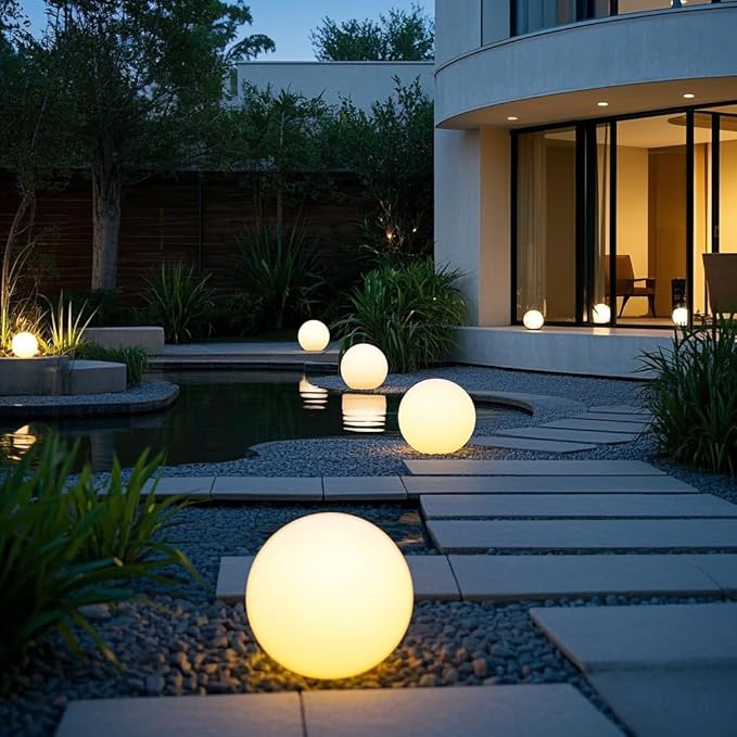 10-Inch LED Ball Light, Rechargeable Dimmable LED Glowing Orb Light w/Remote, 16 RGB Color Changing Globe Floor Lamp, Indoor/Outdoor Waterproof Mood Lamp for Home Lawn Party Pool Decor