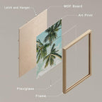 SIGNWIN Framed White Topical Teal Sky Palm Tree Beach Ocean Seaside Wall Art, Set of 4 Landscape Colorful Wall Decor Prints, Nature Wilderness Wall Décor for Living Room, Bedroom - 11"x14" Natural