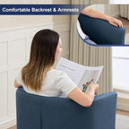 Accent Barrel Chair, Modern Comfy Living Room Chairs with Armrest Small Reading Chair with Cozy Soft Padded for Bedroom Reception Room Cafe,Blue