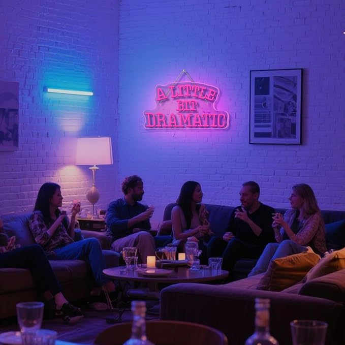 WLHOPE A Little Bit Dramatic Neon Signs for Wall Decor Adjustable Pink LED Lights Decorations for Party Club Living Room Bedroom Office Bar Home Creative Wall Decor