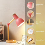 Table Lamp,Wooden Adjustable Tri-Color Desk & Bedside Lamp for Office, Living Room, Bedroom & Kids Room (Pink)